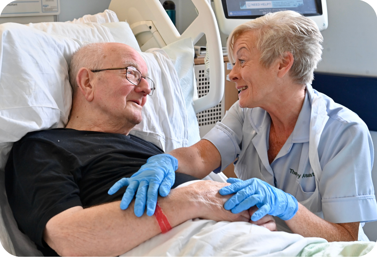 Smiling patient with nurse